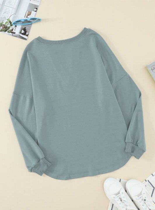 Pink/Green V Neck Long Sleeve Top