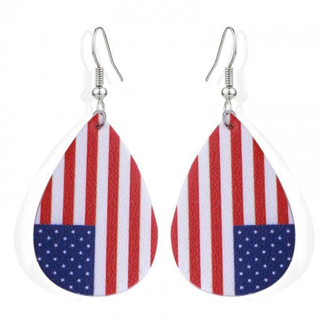 National Flag Football Basketball Football Volleyball Double-Sided Pu Leather Earrings