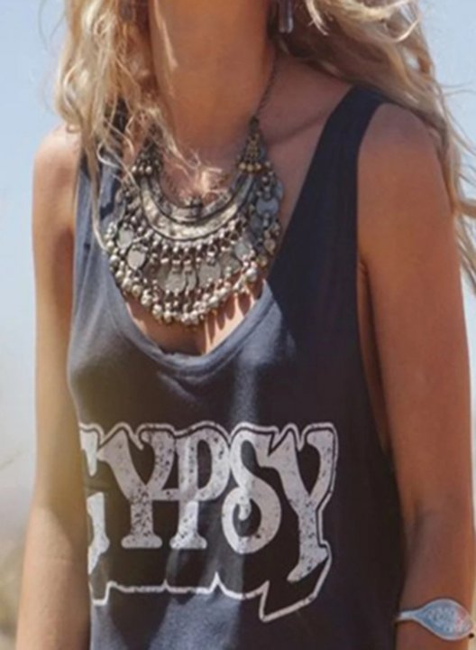 Women's Tank Tops Letter Rock Sleeveless U Neck Daily Stylish Tank Top