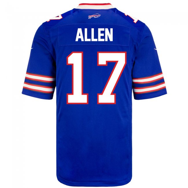 pandora logo text print men #17 josh allen blue home jersey