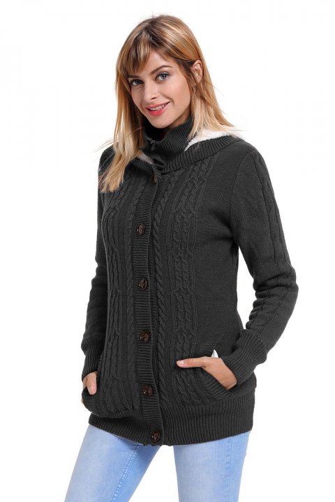 Women's Cardigans Long Sleeve Button-up Hooded Cardigans