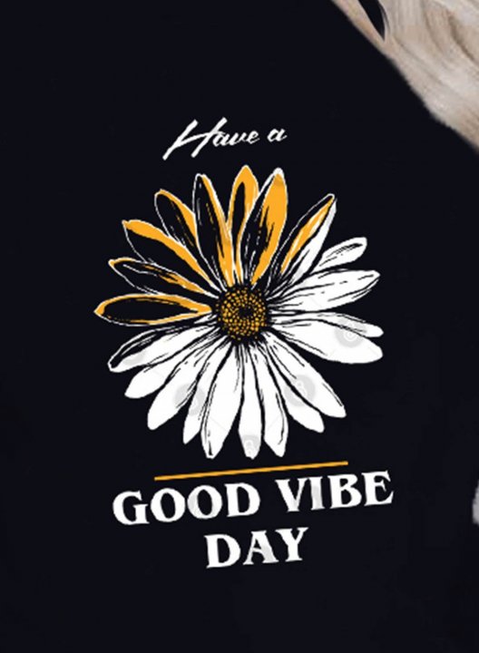 Women's Sunflower Peace Love Dogs Print Sweatshirt