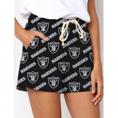 Las Vegas Raiders Printed Drawstring Elastic Waist Casual Shorts