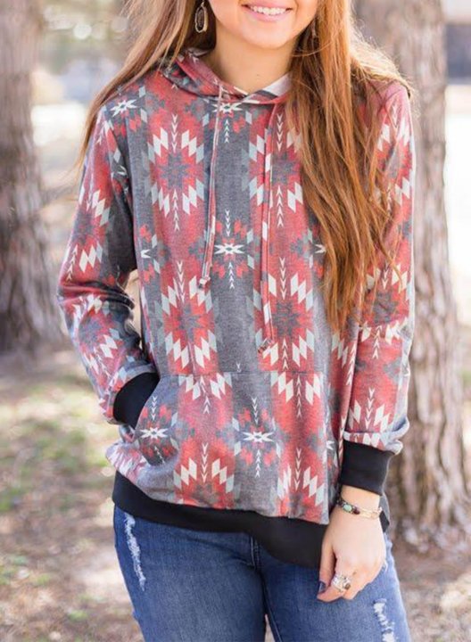 Ethnic Geometric Printed Hoodie