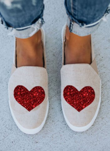 Women's Canvas Shoes Solid Cute Sequins Sporty Casual Daily Heart Print Canvas Shoes