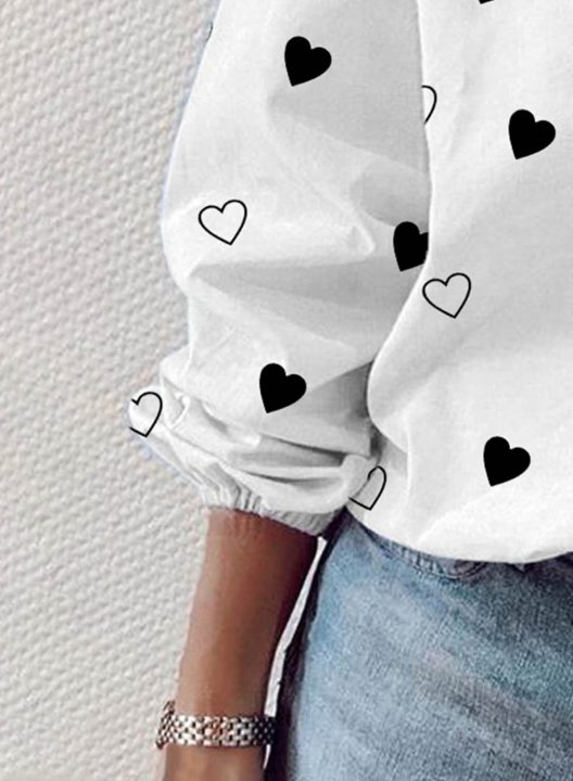 Women's Shirts Heart-shaped Long Sleeve V Neck Ruffle Daily Shirt