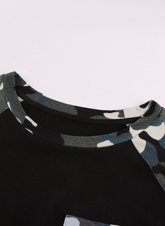 Twisted Camouflage Color Block Sweatshirt