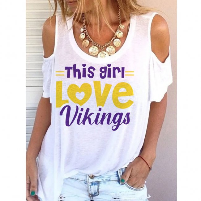 Women's Minnesota Vikings Printed Casual T-shirts