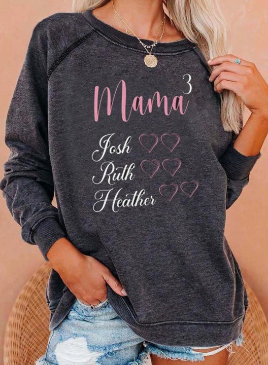 Women's Sweatshirts Letter Print Long Sleeve Round Neck Casual Sweatshirt