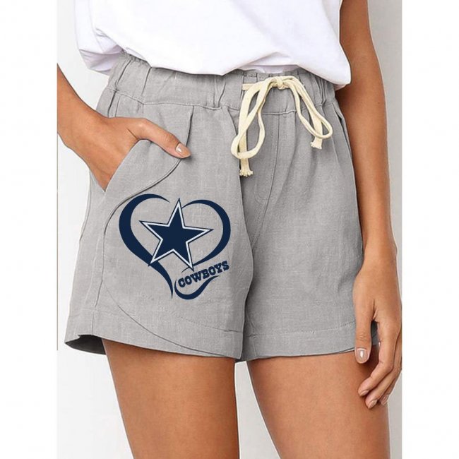 Dallas Cowboys Printed Drawstring Elastic Waist Casual Shorts