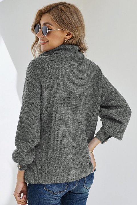 Women's Sweaters Lantern Sleeve Turtleneck Pullover Sweaters