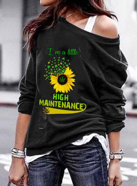 Women's Sweatshirts One shoulder Long Sleeve Fruits & Plants Sweatshirts