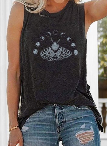 Women's Tank Tops Solid Animal Print Round Neck Sleeveless Daily Casual Tank Tops