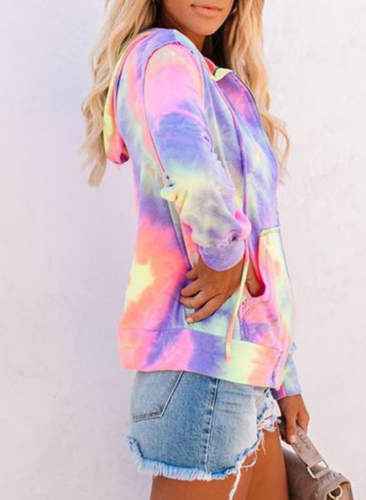 Women Tie-dye Hoodie zip up Sweatshirt Jacket