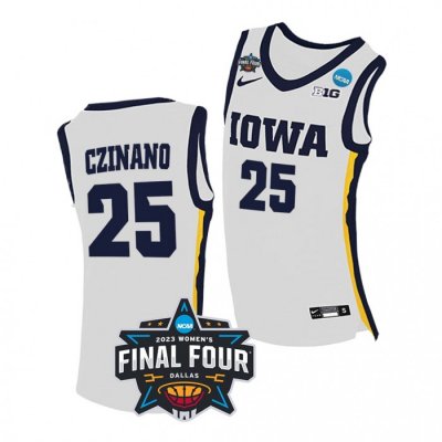 2023 NCAA Final Four Monika Czinano Iowa Hawkeyes #25 White Womens Basketball Jersey