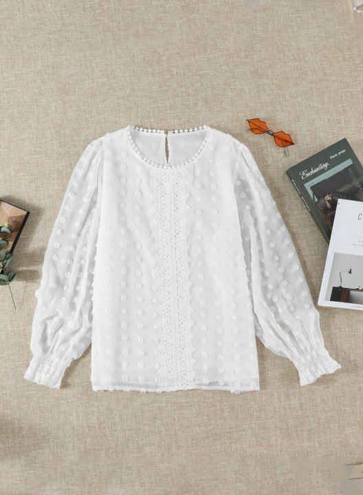 Tulle Lantern Sleeve Casual Blouse