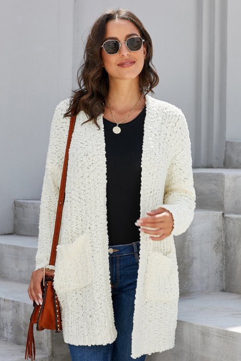 Women's Cardigans Creamy Pebble Beach Textured Cardigan