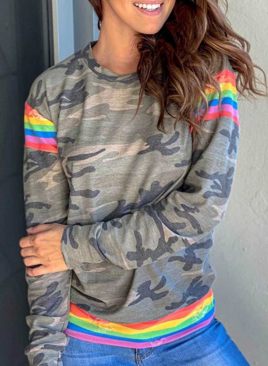 Green Camouflage Rainbow printing Top