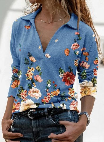 Women's Floral Stand Neck Sweatshirt