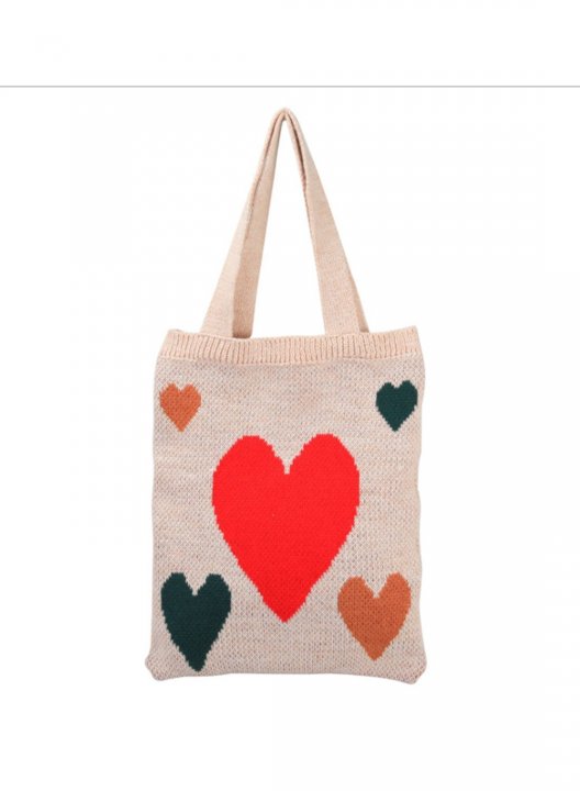 Women's Handbags Canvas Color Block Geometric Heart-shaped Cotton Handbags