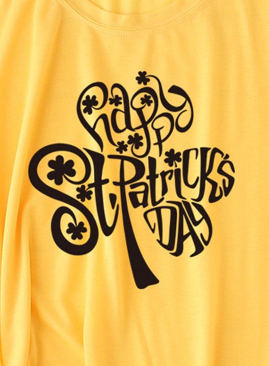 Women's T-shirts Letter Print St. Patrick's Day Short Sleeve Round Neck Holiday T-shirt