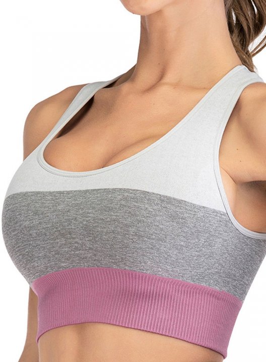 Women's Bras Seamless Color Block Yoga Fitness Bra