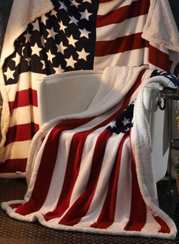 American Flag Printing Cotton Velvet Thick Blankets