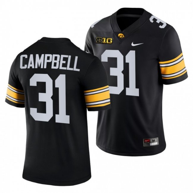 Iowa Hawkeyes 31 Jack Campbell Black 2021-22 College Football Game Jersey Men