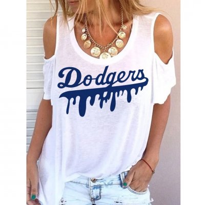 Women's Los Angeles Dodgers Printed Short Sleeve Casual Top