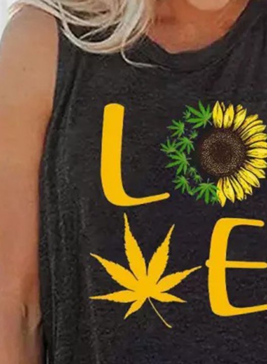 Women's Tank Tops Sunflower Letter Top