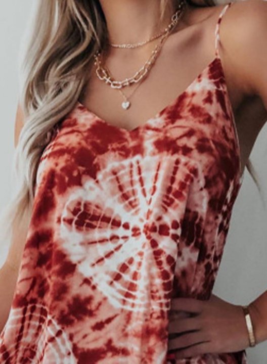 Women's Mini Dresses Geometric Tiedye Sleeveless Spaghetti Fit & Flare Daily Casual Mini Dress