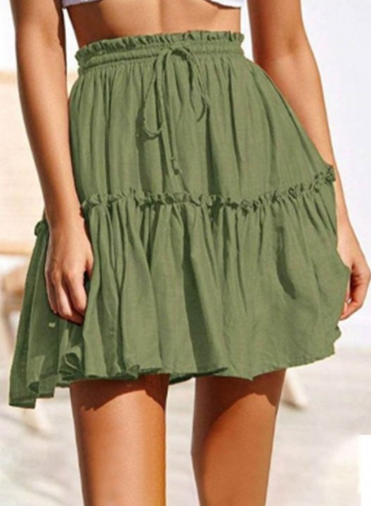 Women's Skirts High Waist Solid Flare Ruffle Casual Vacation Date Mini Skirts