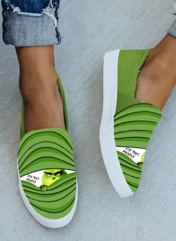 Women's Christmas Sneakers Slip on Flat Canvas Shoes