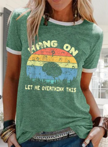 Women's Hang On. Let me overthink this Funny Overthink T-shirts Letter Print Daily T-shirt