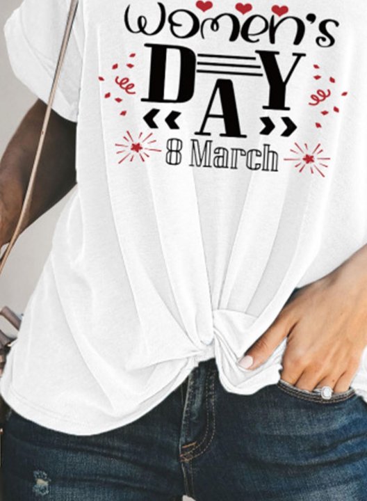 Women's T-shirts Letter Festival Short Sleeve V Neck Daily Casual T-shirt