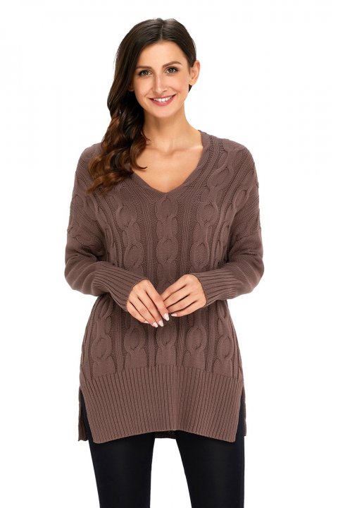 Women's Sweaters Oversized Cozy up V Neck Cut-out Knit Pullover Sweaters