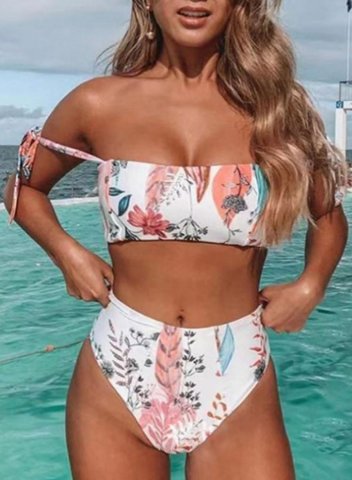 Women's Bikinis Floral Sleeveless Spaghetti Vacation Twisted Bikini Sets