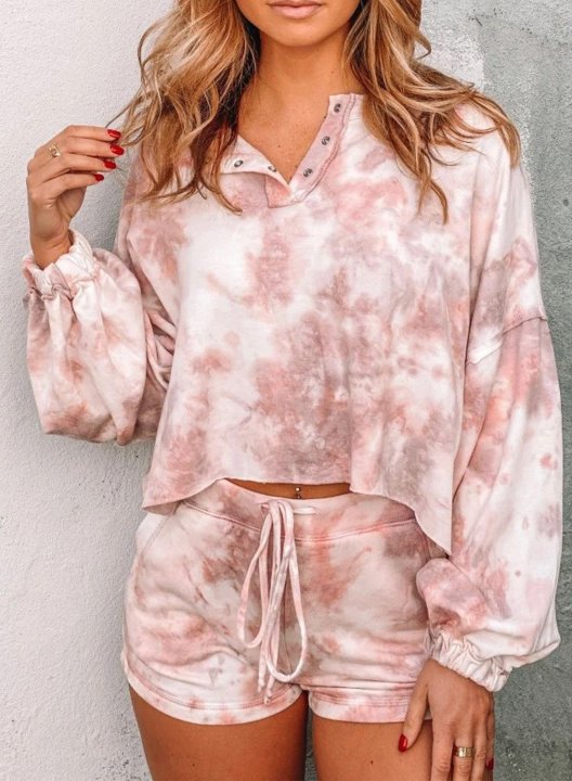 Tie-dye Crop Top Pajama Set