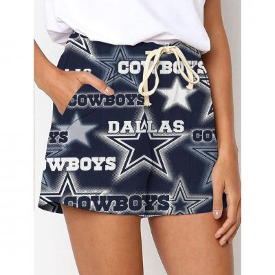 Dallas Cowboys Printed Drawstring Elastic Waist Casual Shorts