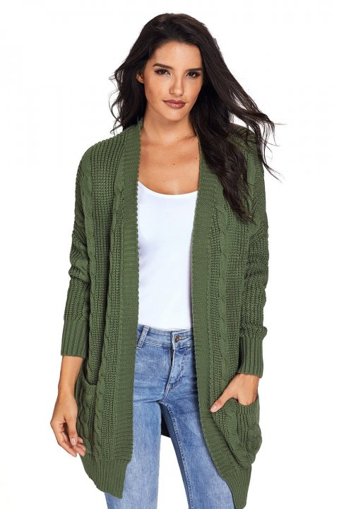 Women's Cardigans Knit Texture Long Cardigan