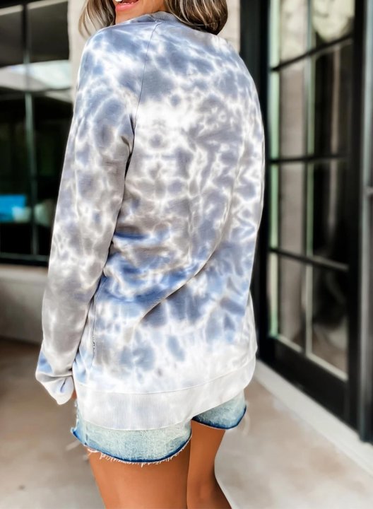 Tie Dye Long Sleeve Crew Neck Loose Sweatshirt