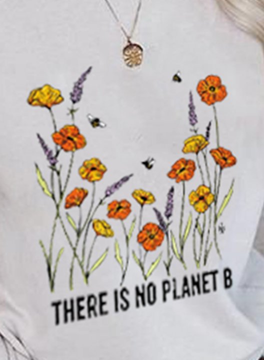 Women's Sweatshirts there is no planet b Floral Print Long Sleeve Round Neck Daily Sweatshirt