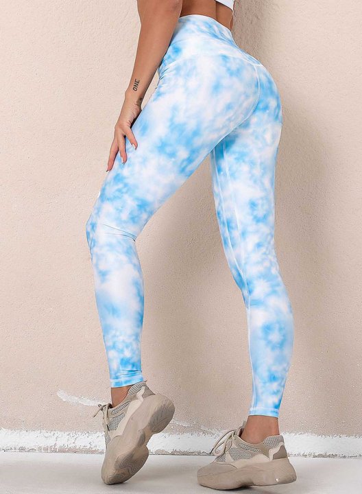 Women's Leggings Slim Color Block Tiedye Mid Waist Casual Full Length Track Pants