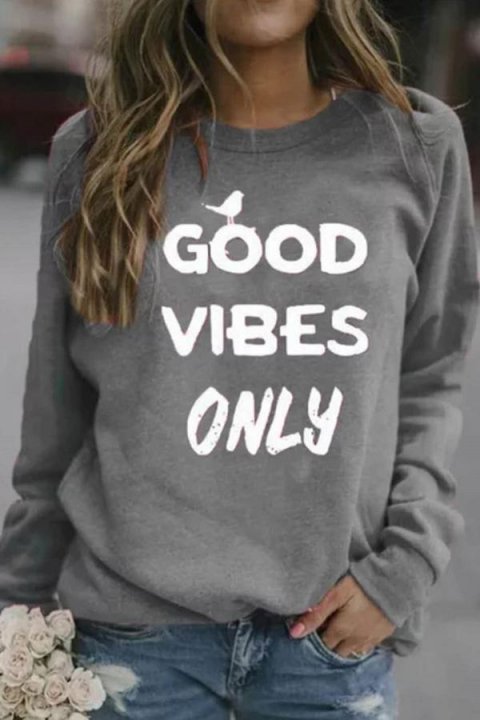 Casual Letter Print Paneled Long Sleeves Sweatshirt