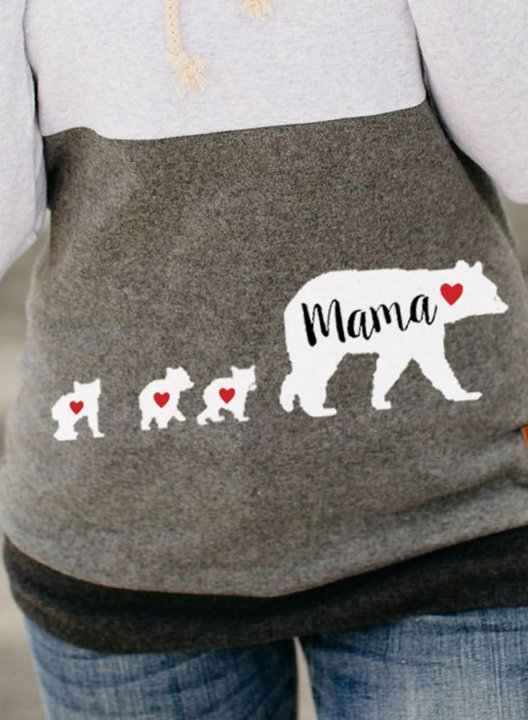 Women's Hoodies Cute Mama Bear Print Long Sleeve Hoodies