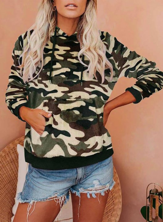 Red Plaid/Leopard Camouflage Long Sleeve Hoodie