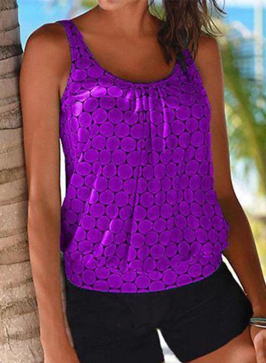 Women's Tank Tops Solid Polka Dot Vacation Sequin Unadjustable Wire-free Round Neck Padded Tops