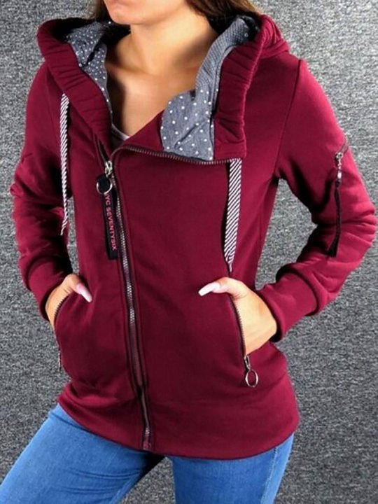 Casual Regular Long Sleeve Color Block Coat