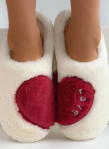 Women's Slippers Suede Plush Color Block Indoor Winter Slippers