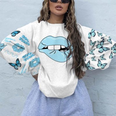 Woman Simple Loose Graffiti Sweatshirts